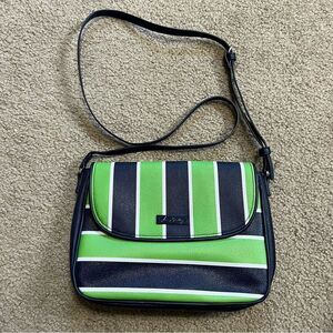 Vera Bradley Lucky Stripe green and navy Flap Crossbody bag